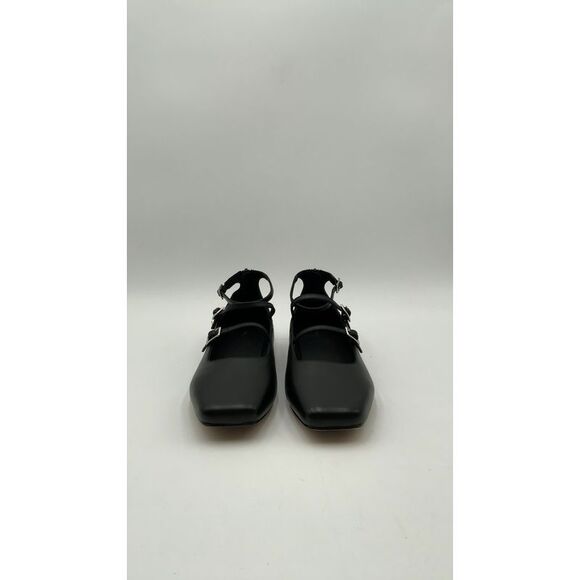Quince Shoes - Quince Women Italian Leather Strappy Ballet Flat Black Shoes 8